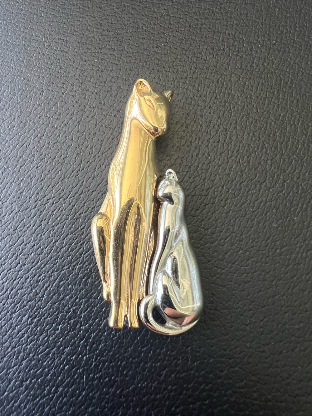 Vintage Cat & Kitten Gold & Silver Tone Brooch Pin Adorable Gift For Mom